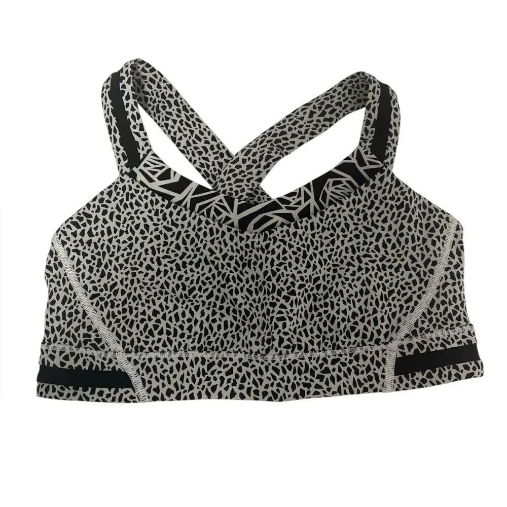 lululemon "Cheetah" Print Black & White Sports Bra Size 6